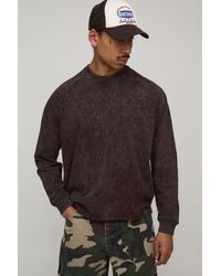 BoohooMAN - Oversized Boxy Heavyweight Raglan Acid Wash Long Sleeve T-Shirt - Lyst