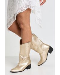 Boohoo - Wide Fit Tab Detail Ankle Cowboy Western Boots - Lyst