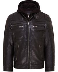 Infinity Leather - Hooded Biker Jacket - Lyst
