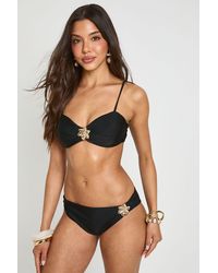 Boohoo - Flower Trim Bandeau Bikini Top And Brief - Lyst