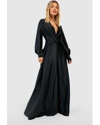 Boohoo - Satin Twist Front Maxi Dress - Lyst