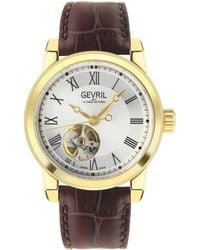 Gevril - Madison Ip Zilveren Wijzerplaat Bruin Italiaans Leer Limited Edition Horloge - Lyst