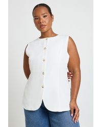 Boohoo - Plus Long Line Cinch Waist Waistcoat - Lyst