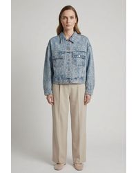 Izabel London - Floral Embroidered Relaxed Denim Jacket - Lyst