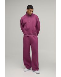 BoohooMAN - Oversized Boxy Slouchy Quarter Zip Funnel Neck Tracksuit - Lyst