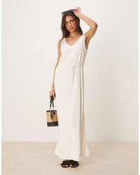 Jdy - Tie Waist Linen Blend Maxi Dress - Lyst