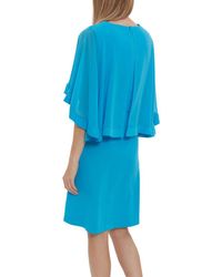 Gina Bacconi - Chestina Moss Crepe Dress With Cape - Lyst
