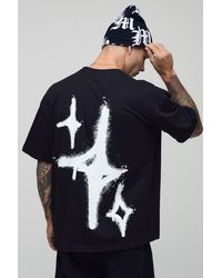 BoohooMAN - Oversized Graffiti Spray Star T-Shirt - Lyst