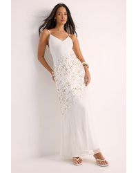 Nasty Gal - Chiffon Burnt Sequin Panelled Strappy Maxi Dress - Lyst