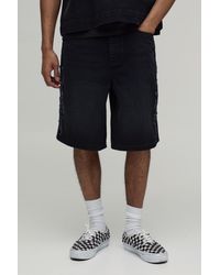 BoohooMAN - Parachute Applique Denim Jorts - Lyst