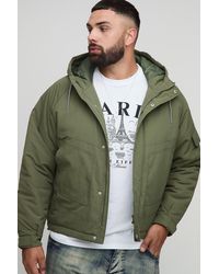 BoohooMAN - Plus Regular Fit Seam Detail Hooded Parka - Lyst