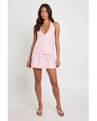 Boohoo - Cotton Poplin Button Front Mini Skirt - Lyst