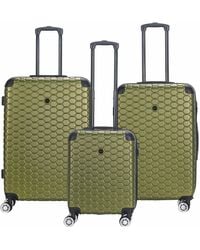 Infinity Leather - Erweiterbarer Grüner Hartschalen-Abs-Koffer Mit 8 Rädern, Reisegepäck, Kabine, Urlaubstaschen - Lyst