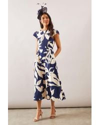 Wallis - Floral Ottoman Fit & Flare Midi Dress - Lyst