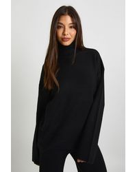 Boohoo - Super Soft Roll Neck Oversized Sweater And Wide Leg Trouser Co-Ord - Lyst
