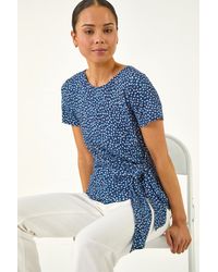 Roman - Petite Spot Print Tie Side Top - Lyst