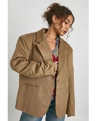 Boohoo - Boxy Oversized Faux Suede Blazer - Lyst