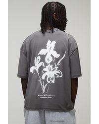 BoohooMAN - Oversized Boxy Floral Print Exposed Seam T-Shirt Cotton - Lyst