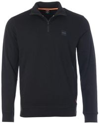BOSS - Logo Patch Sustainable Half Zip Sweatshirt - Lyst