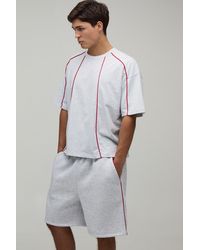 BoohooMAN - Contrast Piping Oversized Boxy T-Shirt & Baggy Short Set - Lyst