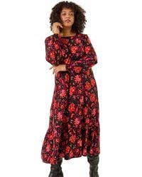Roman - Curve Floral Print Stretch Dress - Lyst