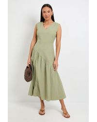 PRINCIPLES - Stripe V Neck Asymmetric Seam Dress - Lyst
