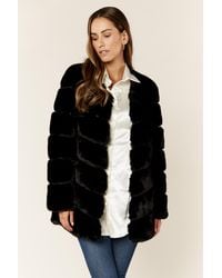 Gini London - Diagonaal Gesneden Imitatiebont Jack Met Lange Mouwen - Lyst