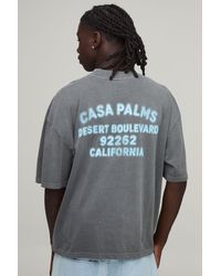 BoohooMAN - Oversized Boxy Washed Casa Palms Print T-Shirt Cotton - Lyst