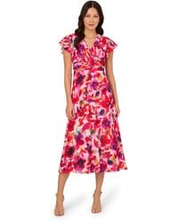 Adrianna Papell - Printed Ankle Length Dress - Lyst