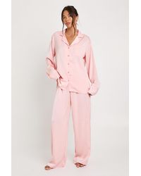 Boohoo - Oversized Satin Long Sleeve Shirt & Trousers Pyjama Set - Lyst