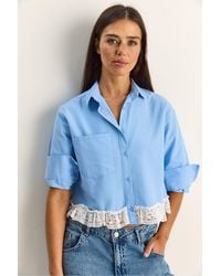 Bianco Lucci - Cropped Poplin Shirt - Lyst