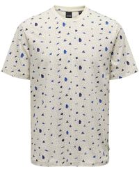 Only & Sons - Regular Fit T-shirt Onslevi Met All Over Print Antique White - Lyst