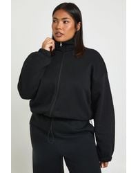 Boohoo - Plus Toggle Hem Funnel Neck Jacket - Lyst