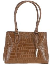 Ashwood Leather - Croc Print Real Two Section With Mid Purse Bag - Lyst