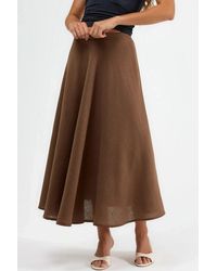 Busem - Hoge Taille Geweven A-Lijn Maxi Rok - Lyst