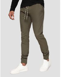 Threadbare - Khaki 'croft' Slim Fit Cuffed Casual Trousers Cotton - Lyst