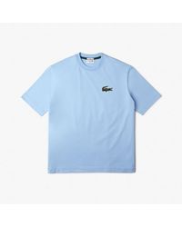 Lacoste - Loose Fit Large Crocodile Organic T-shirt In Lichtblauw - Lyst
