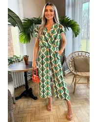 AX Paris - Multi Printed Short Sleeve Wrap Top Jumpsuit - Lyst