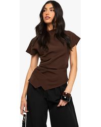 Boohoo - Woven Ruched Side Split Top - Lyst