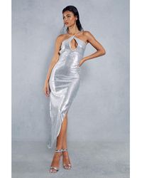 MissPap - Sequin Strap Detail Backless Asymmetric Midi Dress - Lyst