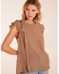 Blue Vanilla - Button Back Frill Top - Lyst