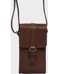 Assots London - 'petra' Brown Polished Vt Real Leather Mobile Phone Crossbody Bag - Lyst