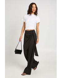 Boohoo - Tall Marl Overlay Tie Wide Leg Tailored Trousers - Lyst