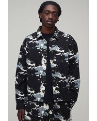 BoohooMAN - Oversized Boxy Distorted Camo Print Over Shirt - Lyst