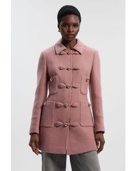 Karen Millen - Wool Knot Detail Buckle Front Tailored Midi Coat - Lyst