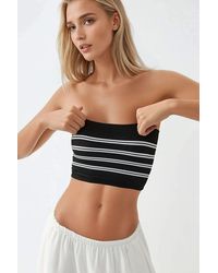 Hiccup - Strapless Striped Ribbed Crop Top - Lyst