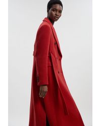 Karen Millen - Wool Double Breasted Belted Tailored Maxi Coat - Lyst