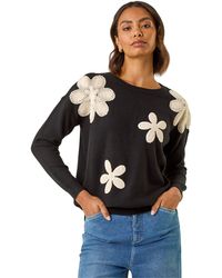 Roman - Floral Lace Knit Jumper - Lyst