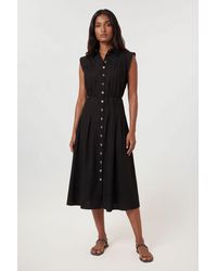 Karen Millen - Cotton Poplin Button Up Midi Dress - Lyst