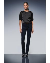 Wallis - Devore Velvet Puff Sleeve Top - Lyst